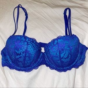 PINK Victoria's Secret Date Push-Up Bra 34B NWOT Multicolored Blue Lace